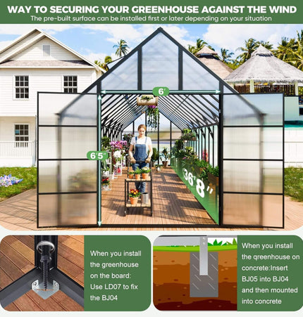 10x36 Ft. Extra-Large Heavy-Duty Outdoor Walk-In Greenhouse with Adjustable Roof Vents