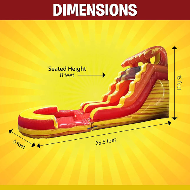 Large Fire Marble Inflatable Water Slide With Pool And Blower (SAK34567) - Inflatable Bouncers | Patioza