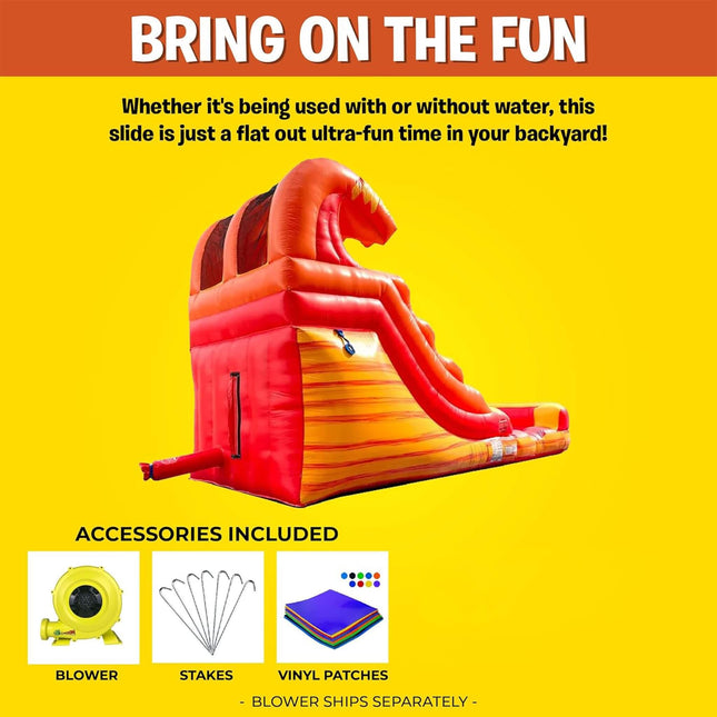 Large Fire Marble Inflatable Water Slide With Pool And Blower (SAK34567) - Inflatable Bouncers | Patioza