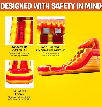 Large Fire Marble Inflatable Water Slide With Pool And Blower (SAK34567) - Inflatable Bouncers | Patioza