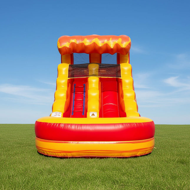 Large Fire Marble Inflatable Water Slide With Pool And Blower (SAK34567) - Inflatable Bouncers | Patioza