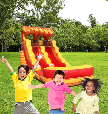 Large Fire Marble Inflatable Water Slide With Pool And Blower (SAK34567) - Inflatable Bouncers | Patioza