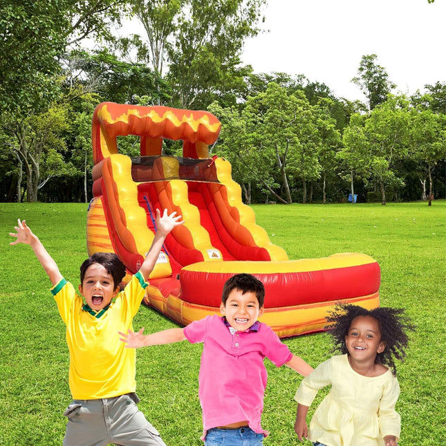 Large Fire Marble Inflatable Water Slide With Pool And Blower (SAK34567) - Inflatable Bouncers | Patioza