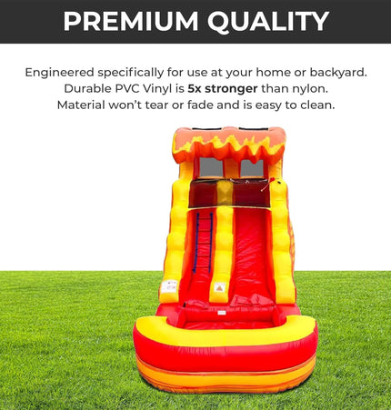 Large Fire Marble Inflatable Water Slide With Pool And Blower (SAK34567) - Inflatable Bouncers | Patioza