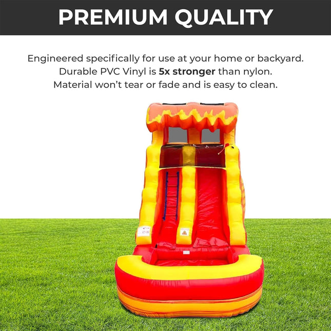 Large Fire Marble Inflatable Water Slide With Pool And Blower (SAK34567) - Inflatable Bouncers | Patioza
