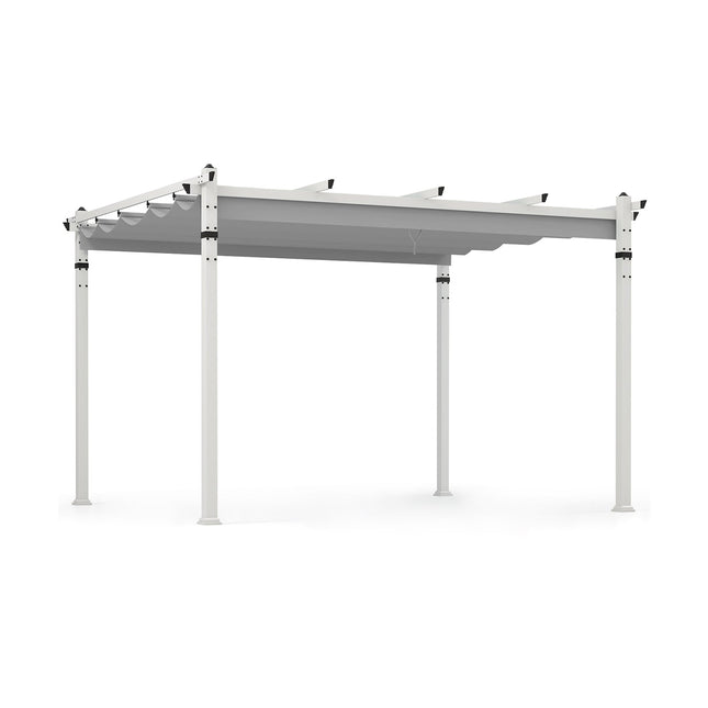 Outdoor Pergola with Retractable Canopy and Aluminum Frame - Gray - Pergolas | Patioza