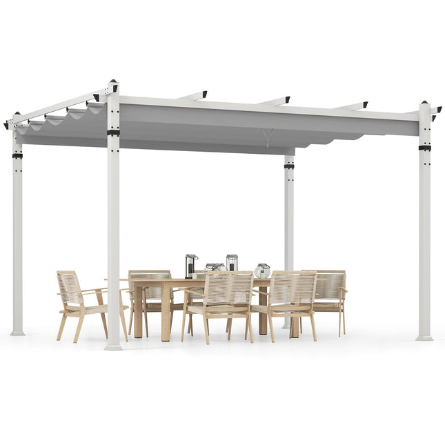 Outdoor Pergola with Retractable Canopy and Aluminum Frame - Gray - Pergolas | Patioza