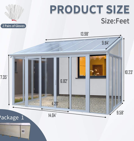 [10X14FT] Alora Lumina Heavy-Duty All-Season Aluminum Alloy Patio Sunroom With 3 Lockable Sliding Doors (SAK62713) - Sunrooms | Patioza