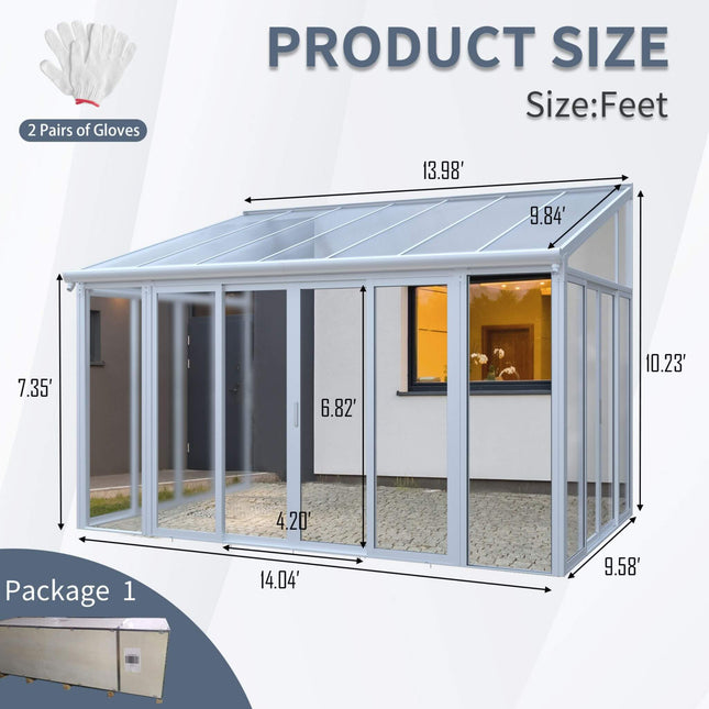 [10X14FT] Alora Lumina Heavy-Duty All-Season Aluminum Alloy Patio Sunroom With 3 Lockable Sliding Doors (SAK62713) - Sunrooms | Patioza