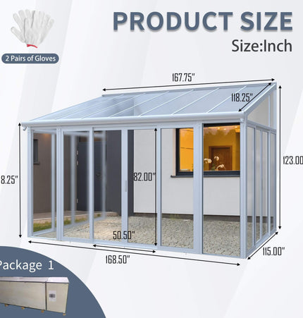 [10X14FT] Alora Lumina Heavy-Duty All-Season Aluminum Alloy Patio Sunroom With 3 Lockable Sliding Doors (SAK62713) - Sunrooms | Patioza