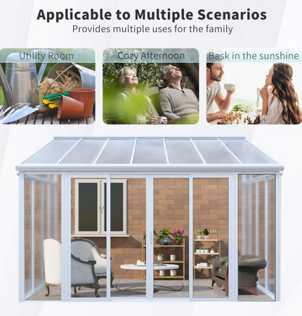 [10X14FT] Alora Lumina Heavy-Duty All-Season Aluminum Alloy Patio Sunroom With 3 Lockable Sliding Doors (SAK62713) - Sunrooms | Patioza