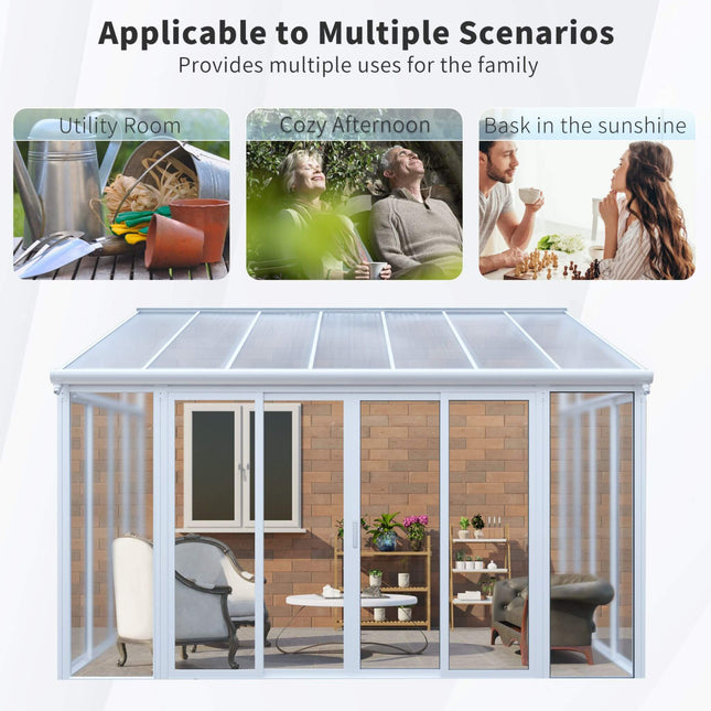 [10X14FT] Alora Lumina Heavy-Duty All-Season Aluminum Alloy Patio Sunroom With 3 Lockable Sliding Doors (SAK62713) - Sunrooms | Patioza