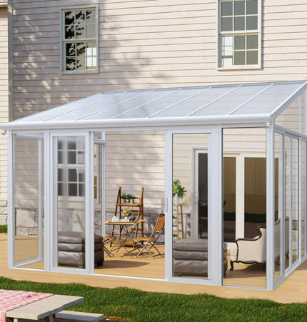[10X14FT] Alora Lumina Heavy-Duty All-Season Aluminum Alloy Patio Sunroom With 3 Lockable Sliding Doors (SAK62713) - Sunrooms | Patioza