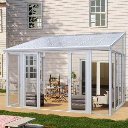 [10X14FT] Alora Lumina Heavy-Duty All-Season Aluminum Alloy Patio Sunroom With 3 Lockable Sliding Doors (SAK62713) - Sunrooms | Patioza