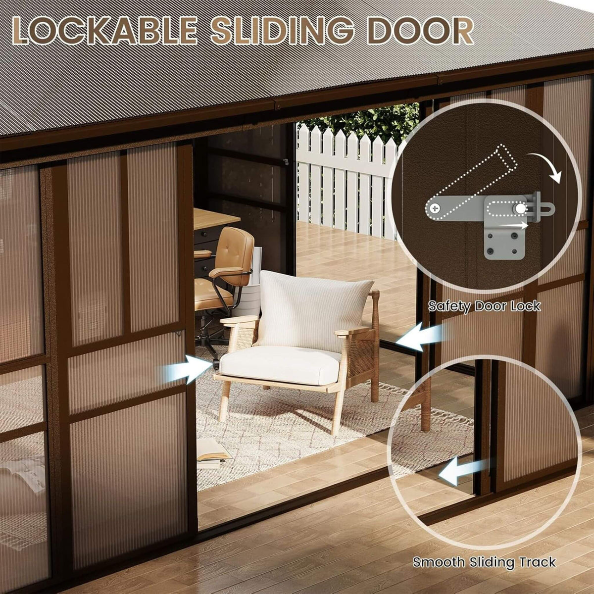 Alora Edge Heavy-Duty Aluminum Frame Outdoor Backyard Solarium with Polycarbonate Roof and Adjustable Panels - Sunrooms | Patioza