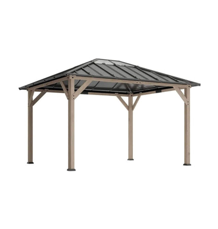 [08X10] Alora Heavy-Duty Fir Wood Hardtop Gazebo With Galvanized Steel Roof And Ceiling Hooks (SAK29467) - Canopies & Gazebos | Patioza