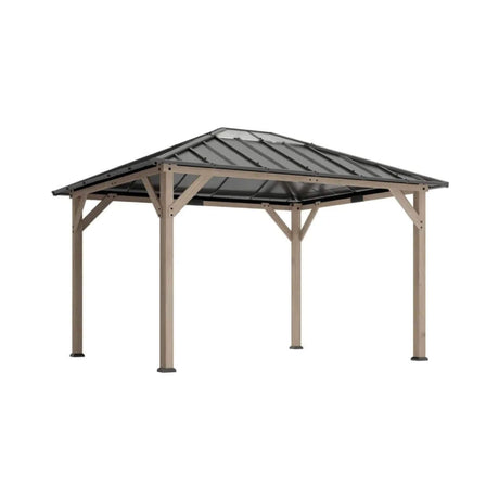 [08X10] Alora Heavy-Duty Fir Wood Hardtop Gazebo With Galvanized Steel Roof And Ceiling Hooks (SAK29467) - Canopies & Gazebos | Patioza