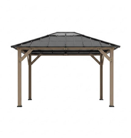 [08X10] Alora Heavy-Duty Fir Wood Hardtop Gazebo With Galvanized Steel Roof And Ceiling Hooks (SAK29467) - Canopies & Gazebos | Patioza