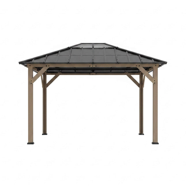[08X10] Alora Heavy-Duty Fir Wood Hardtop Gazebo With Galvanized Steel Roof And Ceiling Hooks (SAK29467) - Canopies & Gazebos | Patioza