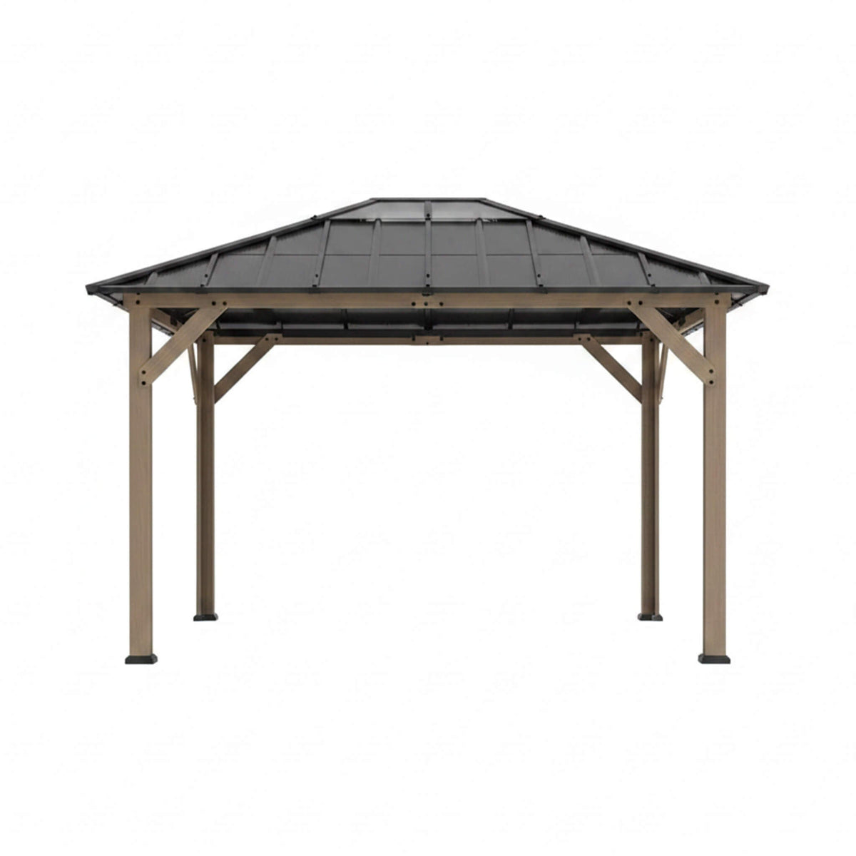 [08X10] Alora Heavy-Duty Fir Wood Hardtop Gazebo With Galvanized Steel Roof And Ceiling Hooks (SAK29467) - Canopies & Gazebos | Patioza