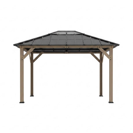 [08X10] Alora Heavy-Duty Fir Wood Hardtop Gazebo With Galvanized Steel Roof And Ceiling Hooks (SAK29467) - Canopies & Gazebos | Patioza