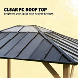 [08X10] Alora Heavy-Duty Fir Wood Hardtop Gazebo With Galvanized Steel Roof And Ceiling Hooks (SAK29467) - Canopies & Gazebos | Patioza