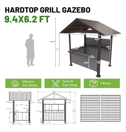 Alora 6x9 Ft. Heavy-Duty Gable Roof Hardtop Grill Gazebo