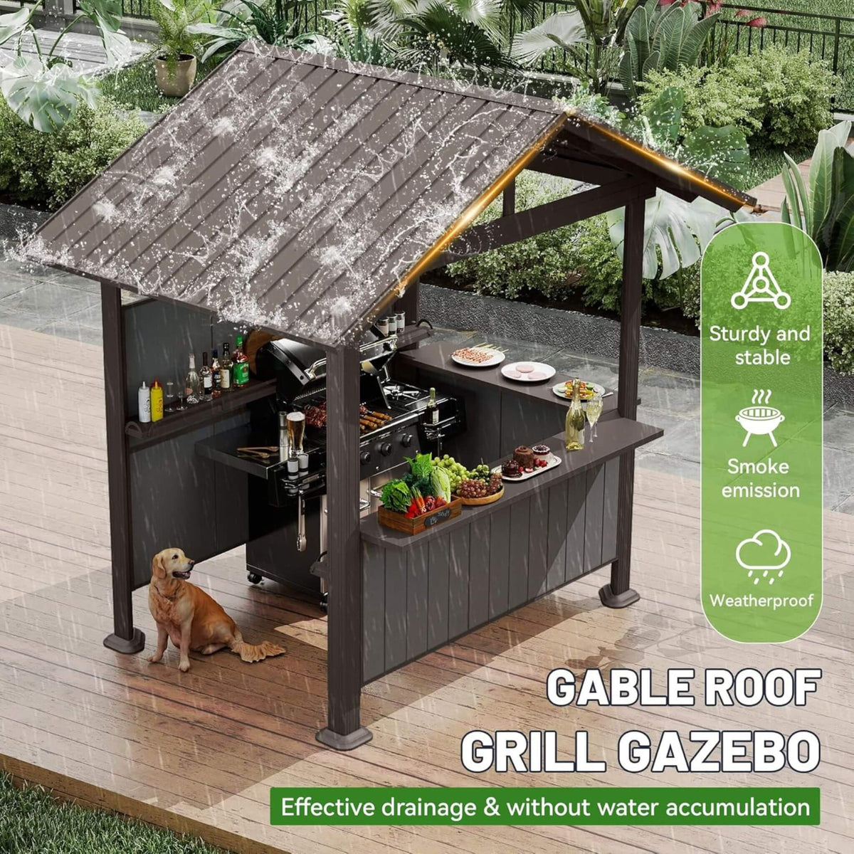 Alora 6x9 Ft. Heavy-Duty Gable Roof Hardtop Grill Gazebo - Canopies & Gazebos | Patioza