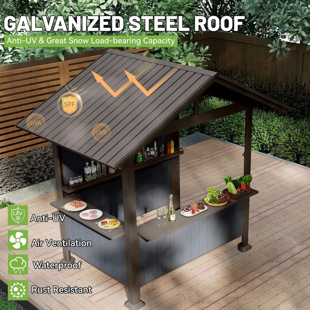 Alora 6x9 Ft. Heavy-Duty Gable Roof Hardtop Grill Gazebo - Canopies & Gazebos | Patioza