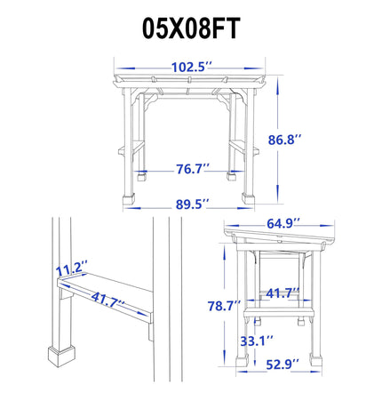 Alora Heavy-Duty Premium Wooden Grill Gazebo with Sloped Metal Roof