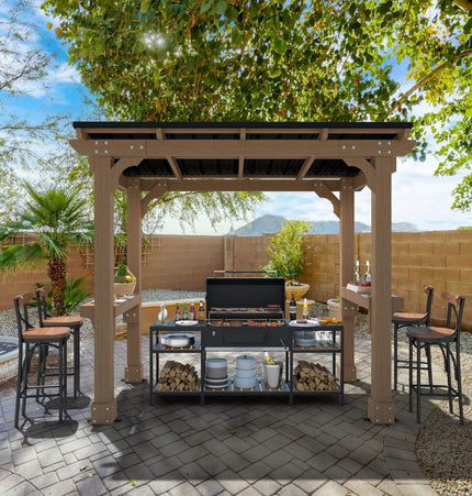 Alora Heavy-Duty Premium Wooden Grill Gazebo with Sloped Metal Roof