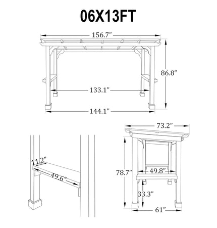 Alora Heavy-Duty Premium Wooden Grill Gazebo with Sloped Metal Roof