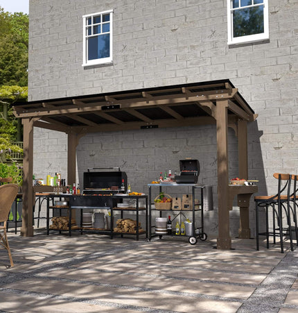 Alora Heavy-Duty Premium Wooden Grill Gazebo with Sloped Metal Roof