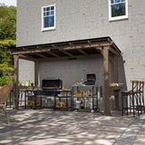 Alora Heavy-Duty Premium Wooden Grill Gazebo with Sloped Metal Roof - Canopies & Gazebos | Patioza