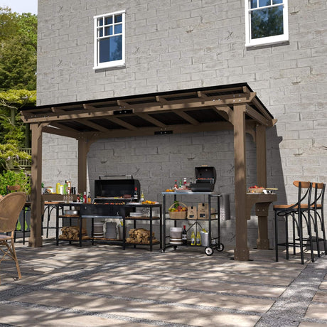 Alora Heavy-Duty Premium Wooden Grill Gazebo with Sloped Metal Roof - Canopies & Gazebos | Patioza
