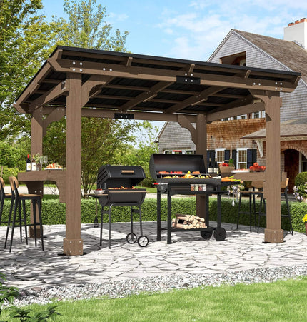 Alora Heavy-Duty Premium Wooden Grill Gazebo with Sloped Metal Roof