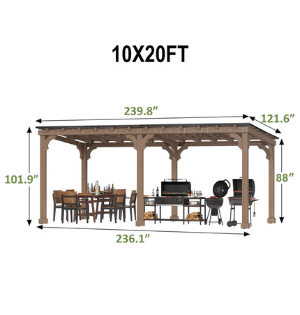 Alora Heavy-Duty Premium Wooden Grill Gazebo with Sloped Metal Roof