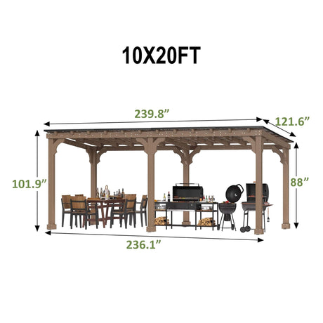 Alora Heavy-Duty Premium Wooden Grill Gazebo with Sloped Metal Roof - Canopies & Gazebos | Patioza