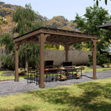 Alora Heavy-Duty Premium Wooden Grill Gazebo with Sloped Metal Roof - Canopies & Gazebos | Patioza