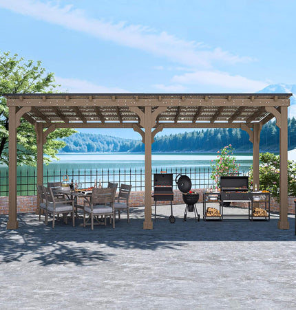 Alora Heavy-Duty Premium Wooden Grill Gazebo with Sloped Metal Roof