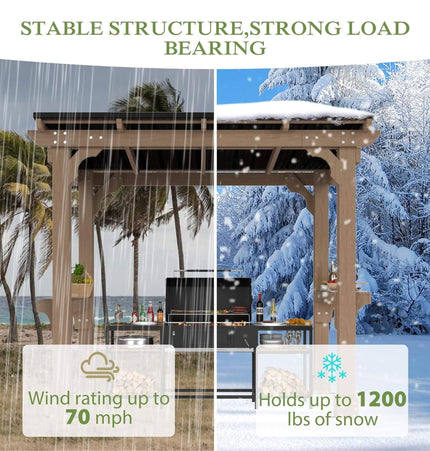 Alora Heavy-Duty Premium Wooden Grill Gazebo with Sloped Metal Roof