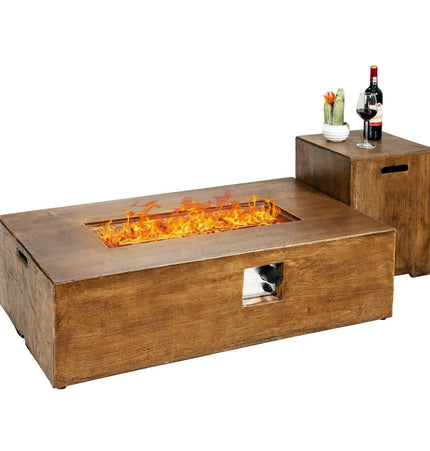 2 Piece Outdoor Propane Fire Pit Table Set - Fire Pits | Patioza