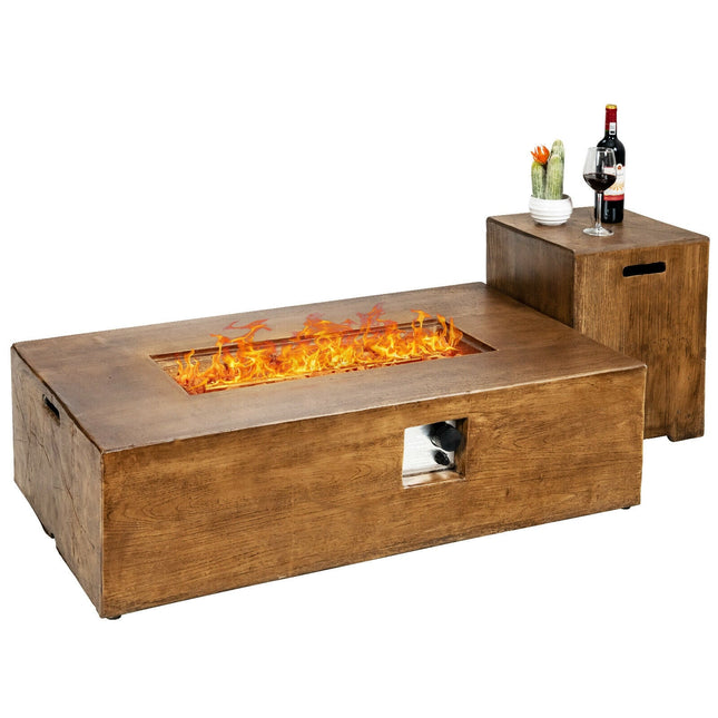 2 Piece Outdoor Propane Fire Pit Table Set - Fire Pits | Patioza