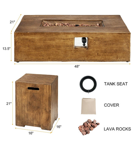 2 Piece Outdoor Propane Fire Pit Table Set - Fire Pits | Patioza