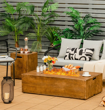 2 Piece Outdoor Propane Fire Pit Table Set - Fire Pits | Patioza