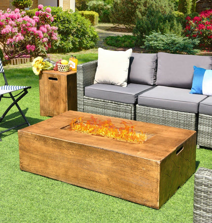 2 Piece Outdoor Propane Fire Pit Table Set - Fire Pits | Patioza