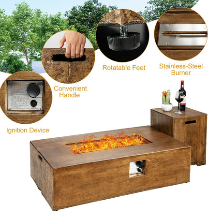 2 Piece Outdoor Propane Fire Pit Table Set - Fire Pits | Patioza