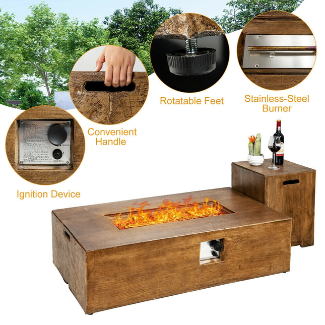 2 Piece Outdoor Propane Fire Pit Table Set - Fire Pits | Patioza