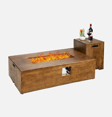 2 Piece Outdoor Propane Fire Pit Table Set - Fire Pits | Patioza