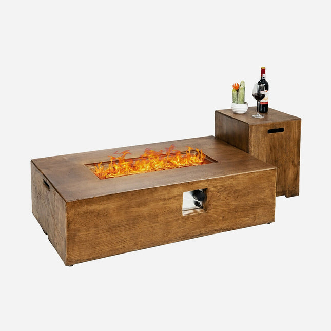 2 Piece Outdoor Propane Fire Pit Table Set - Fire Pits | Patioza